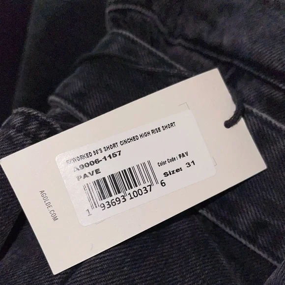 NWT AGOLDE x REVOLVE Black Reworked 90s Short Cinched Waist in Pave, Size 31 - Picture 9 of 11